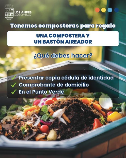 🌱♻️ ¡Tenemos composteras de regalo! 🙌 Promovemos el cuidado del medio ambiente con acciones simples 💚 Ven al Punto Verde (Av. Argentina Oriente s/n, entrada por callejón San Martín) con tus documentos y listo! 🌍✨
#LosAndes #MedioAmbiente