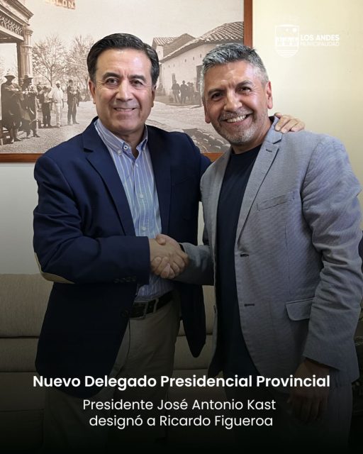 Nuevo desafío para nuestro director de DIDECO y Familia 🙌🏻Ricardo Figueroa ha sido designado por el Presidente José Antonio Kast como Delegado Presidencial Provincial de Los Andes. 🇨🇱 Le deseamos el mayor de los éxitos en esta misión que emprende. 💪🏻✨