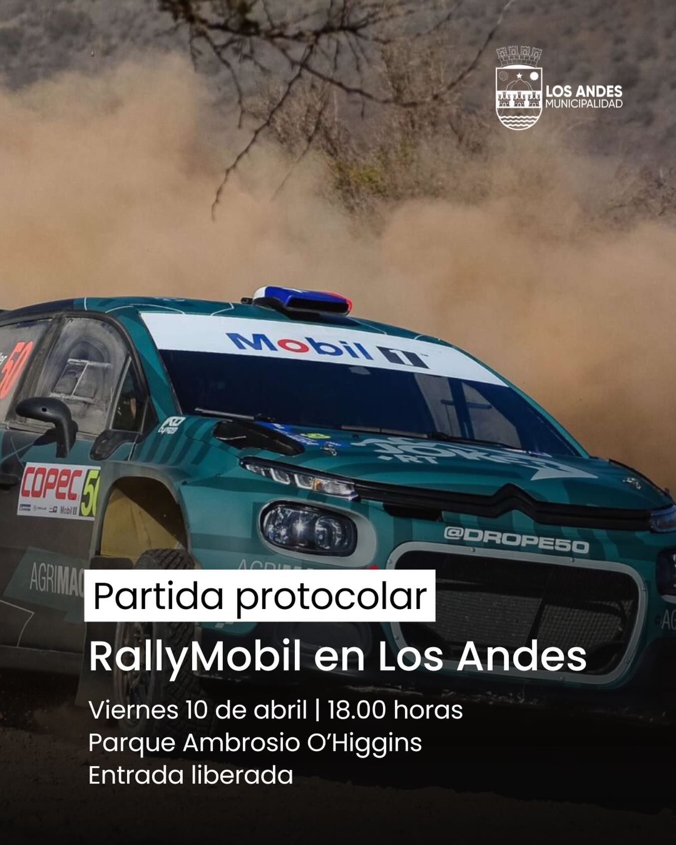 🚨 ¡Atención! Este fin de semana se vive el rally 🏁 y la partida protocolar es HOY a las 18:00 hrs en el Parque Urbano. Ven a disfrutar del ambiente y la emoción… ¡y lo mejor: la entrada es totalmente gratuita! 😎🔥