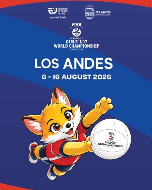 El Mundial de Vóleibol Femenino U17 llega a Los Andes 🏐 del 6 al 16 de agosto en el Gimnasio del Liceo Mixto viviremos deporte de alto nivel donde contaremos con ZURI, la mascota oficial 🔥